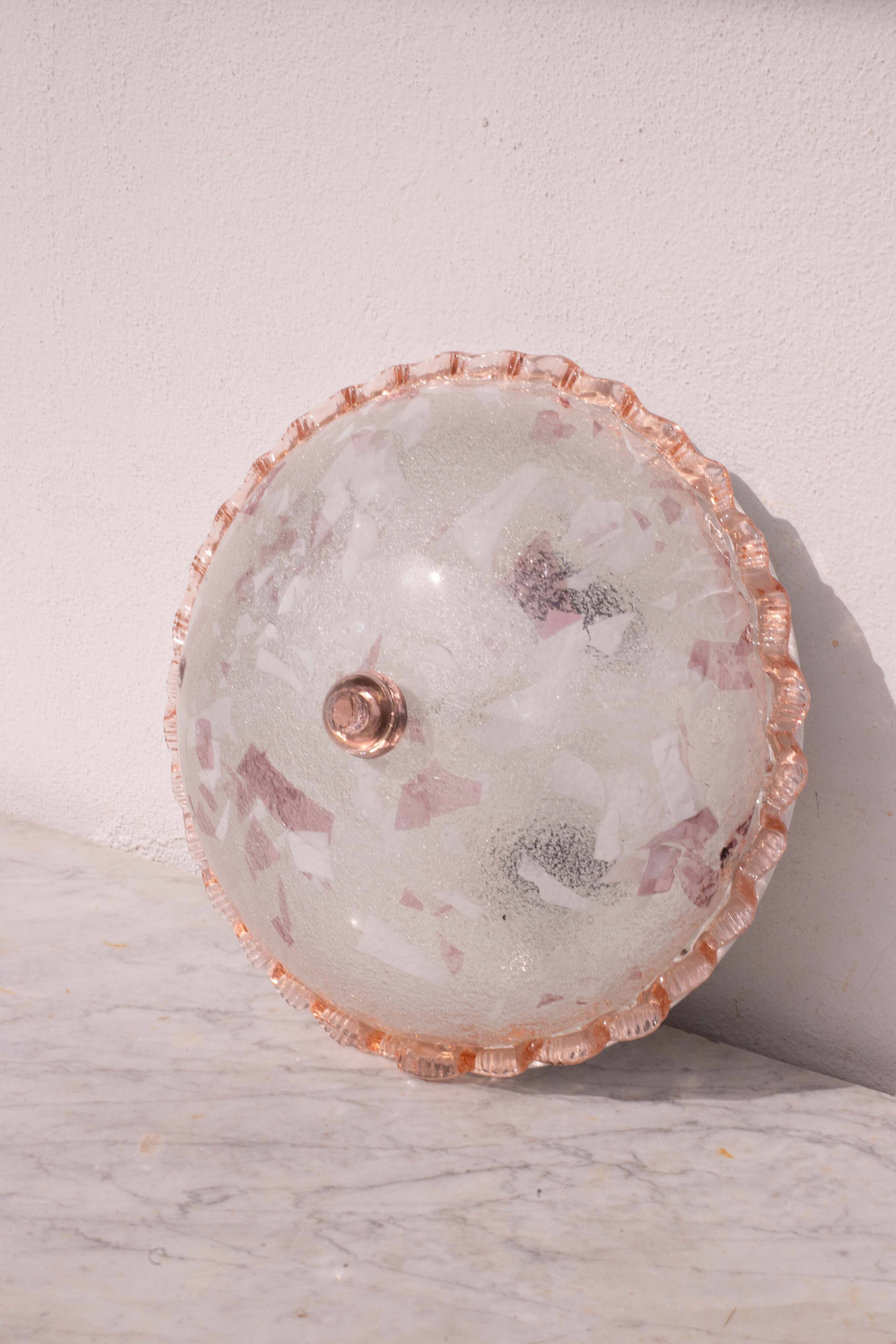 Charming Italian Multicolor and Pink Murano Glass Ceiling Fixture, Murano,