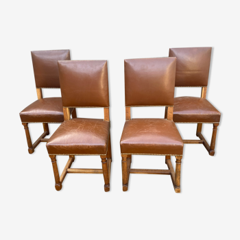 4 antique oak chairs
