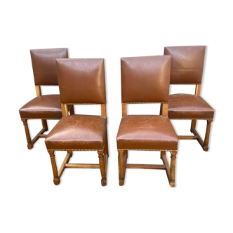 4 antique oak chairs