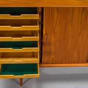 Model 19 teak highboard by Gunni Omann for Omann Jun, Denmark, 1960s