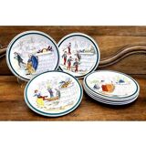 7 anciennes assiettes à dessert Creil et Montereau Terre de fer