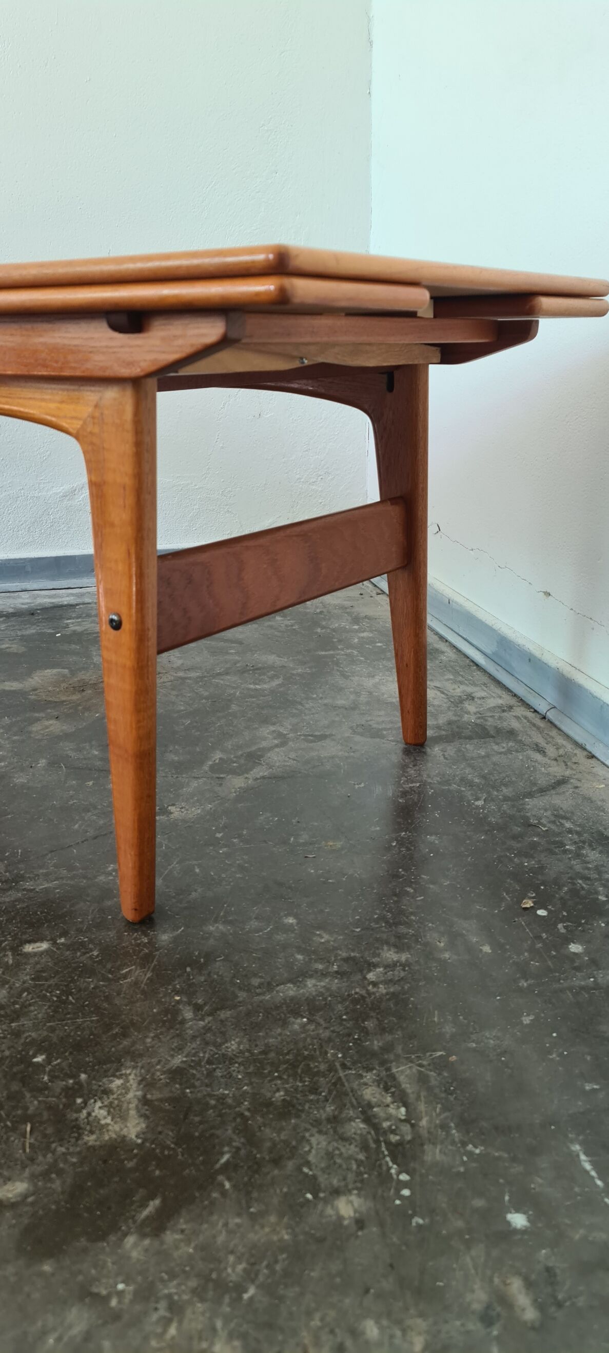 Vintage teak Danish Design adjustable table by Trioh Denmark .