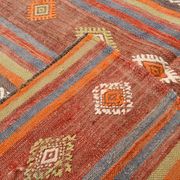 5x7 Tile Red & Grey Kilim Rug, Handwoven Vintage Kilim Rug, 140x221Cm