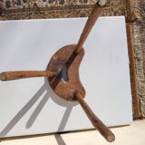 Antique tripod milking stool – folk art – patinated solid wood