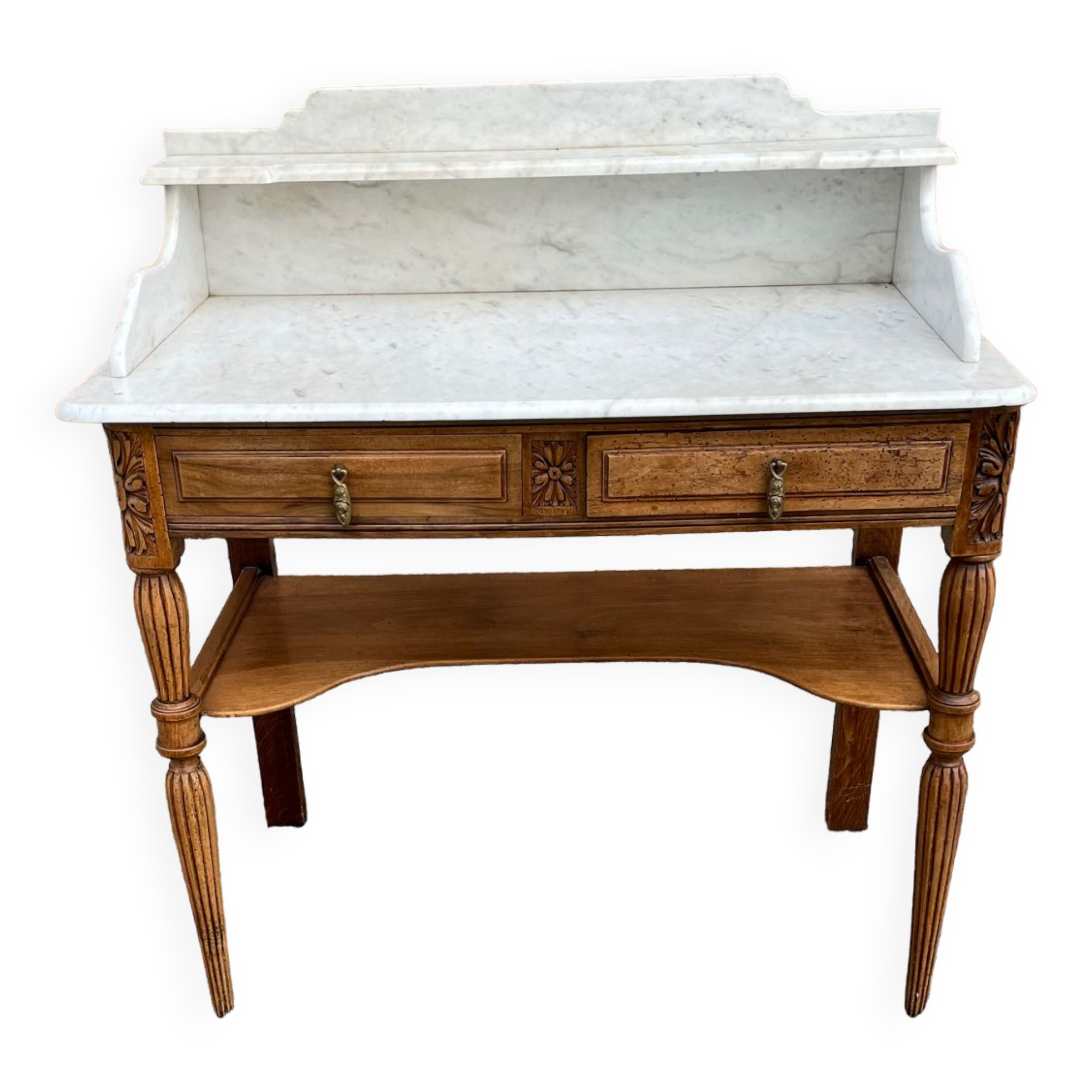 Wood and marble bathroom cabinet