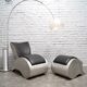 Industrial aluminum & vinyl lounge chair with footrest, 1970s
