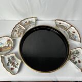 China, porcelain condiment set on lacquered tray, 20th century