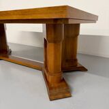 Ancienne table en noyer et loupe art déco année 30 France rallonges