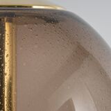 Large smoked glass ball pendant by Limburg in brass, Germany, 1970s.