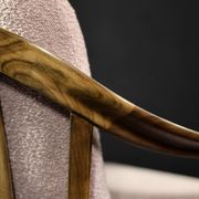 Pair of Mid-Century German Elegant Cherry Wood and Dusty Pink Fabric Armchairs
