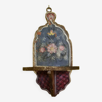 Floral painted wooden wall console, 2nd half of the 19th century