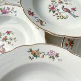 8 vintage porcelain soup plates digoin sarreguemines model conde bird of paradise pattern