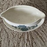 Old Terre de Fer porcelain gravy boat, Longchamp, Lutèce model