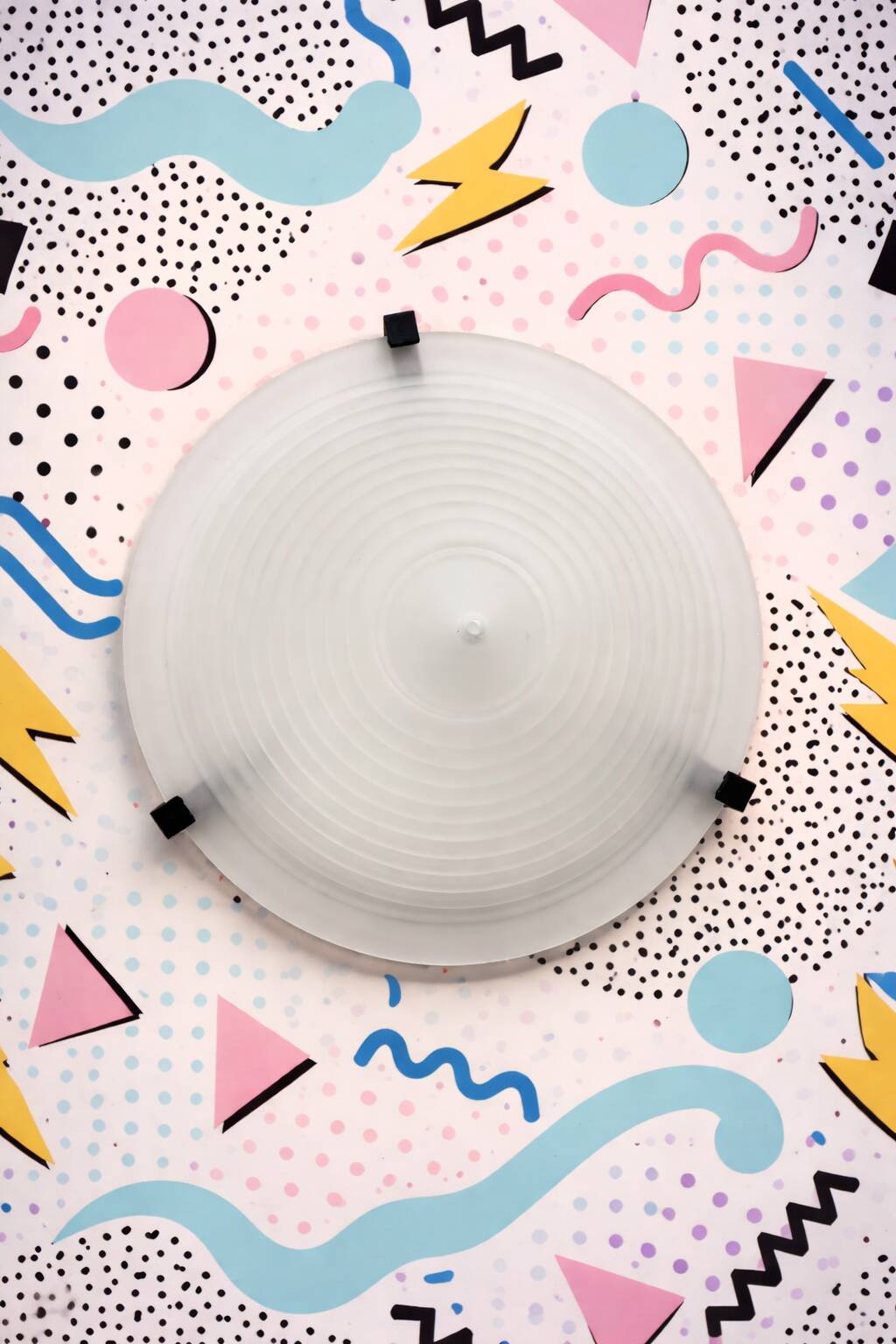 IKEA vintage ceiling light from the 80s in frosted glass, Memphis style.