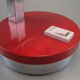 Seventies Space Age Eyeball table lamp in red and chrome laqué metal