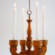 Rustic wooden pendant chandelier candleholder from Smålandsslöjd, Sweden, 1975