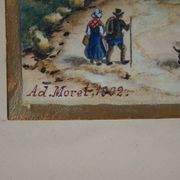 Ad. Moret "Antique Scene" Gouache watercolour signed and dated 1902