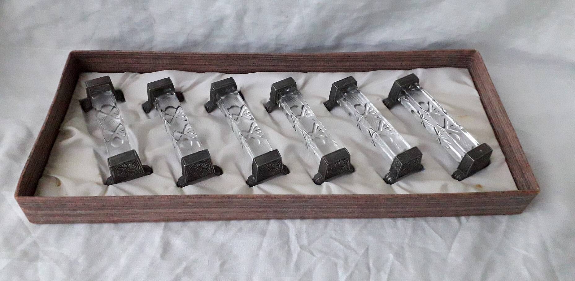 6 porte-couteaux cristal et métal