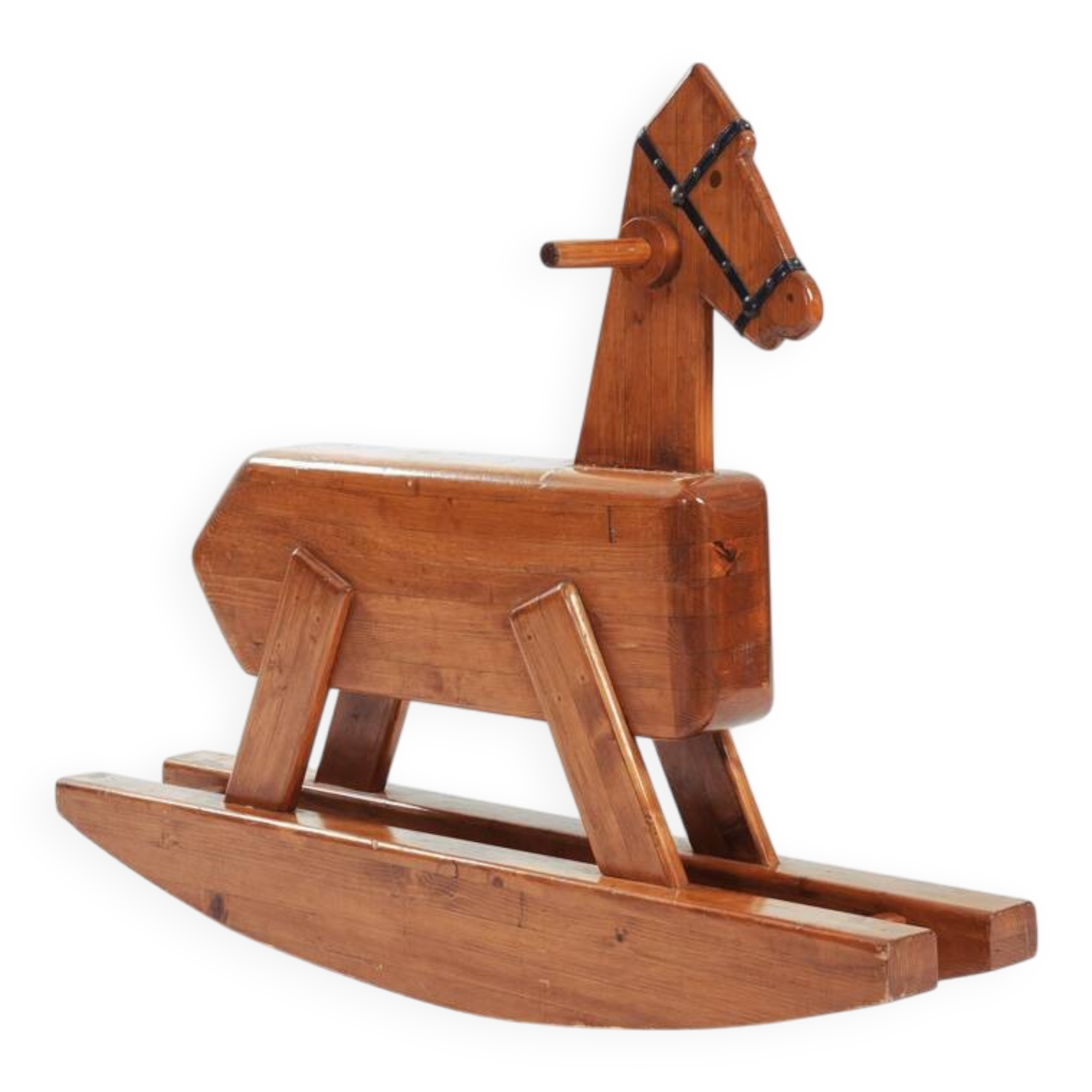 Midcentury rocking horse in oak, The Netherlands, 1950s