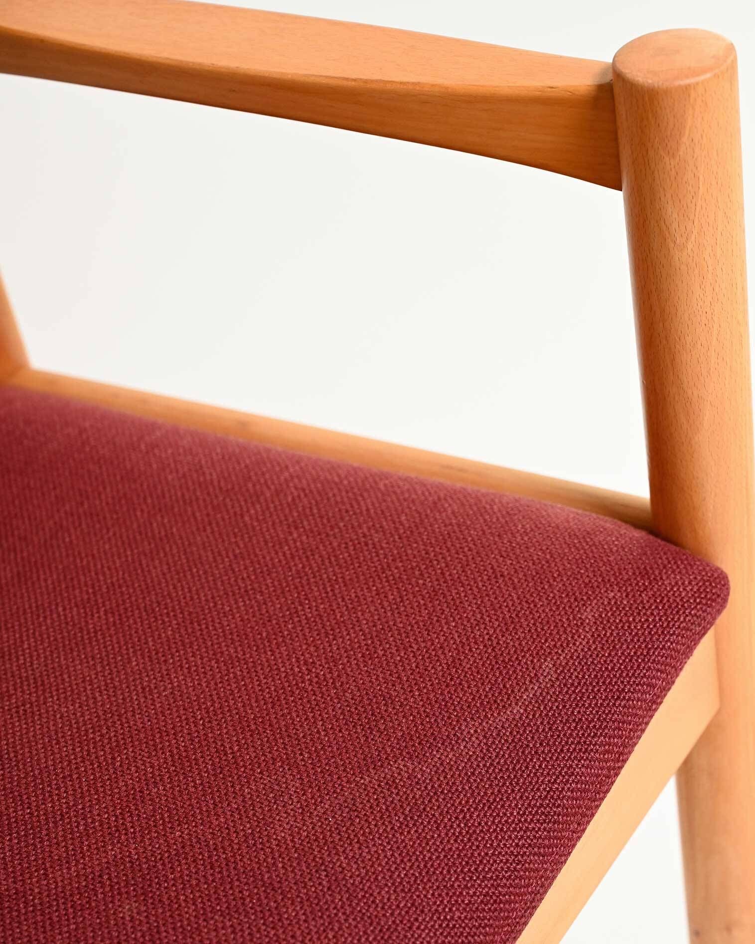Set of 6 beech armchairs, Denmark, 1960s
