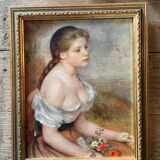 Paintings a young girl with flowers