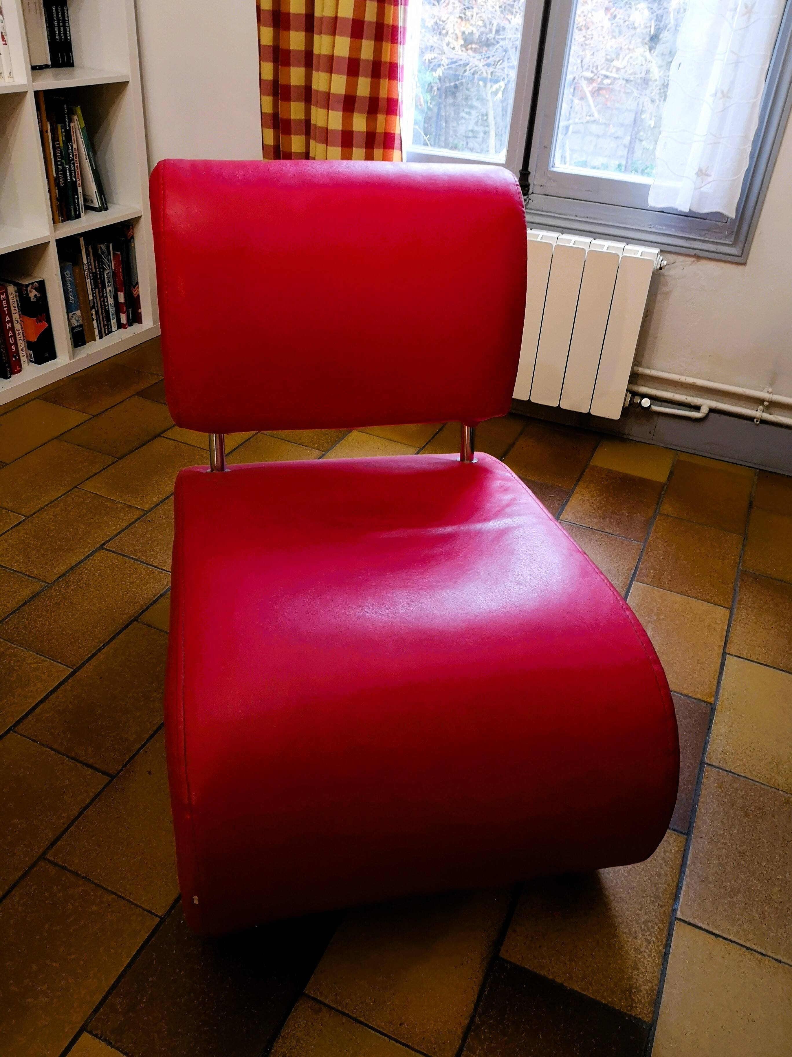 red designer armchair