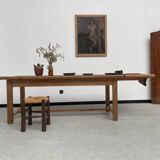 Solid pine table with its extension, 1950s