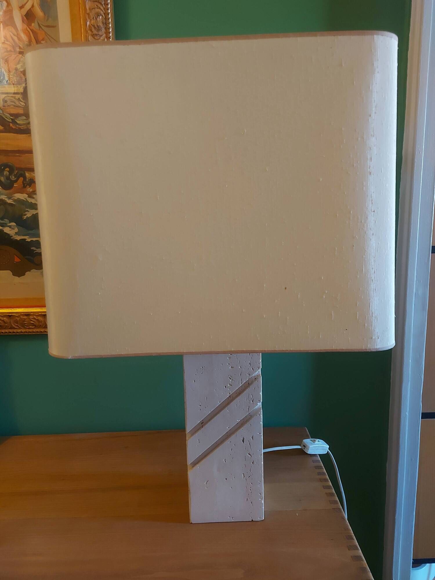 Travertine lamp foot with its original lampshade