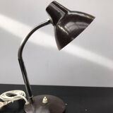 Brown Metal Desk Lamp with Flexible Chrome Arm, 1970s Industrial Vintage