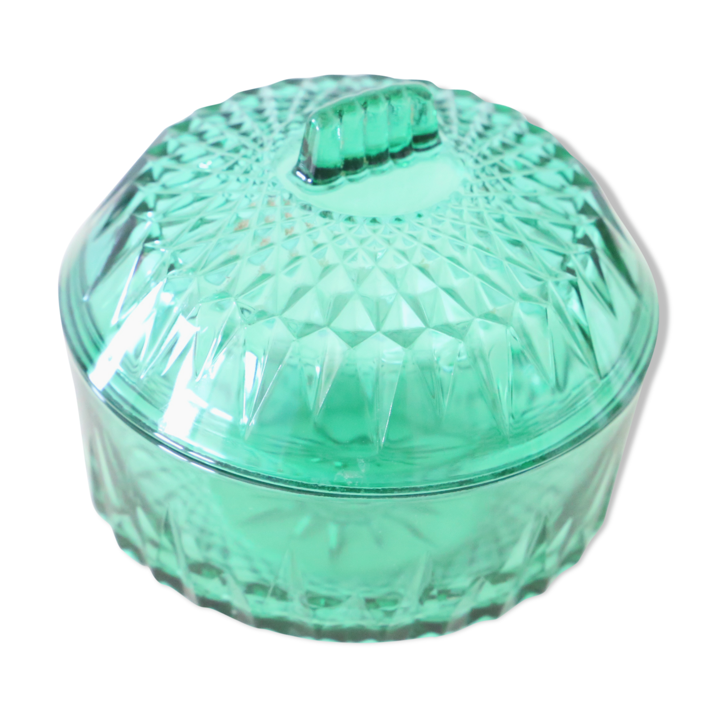 Bonbonnière en verre vert