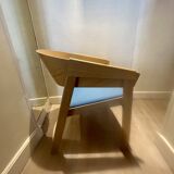 Muuto armchair in oak and blue fabric