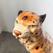 XL Italian ceramic leopard sculpture statue 1970