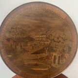 Louis XVI style marquetry pedestal table with removable top, 20th century