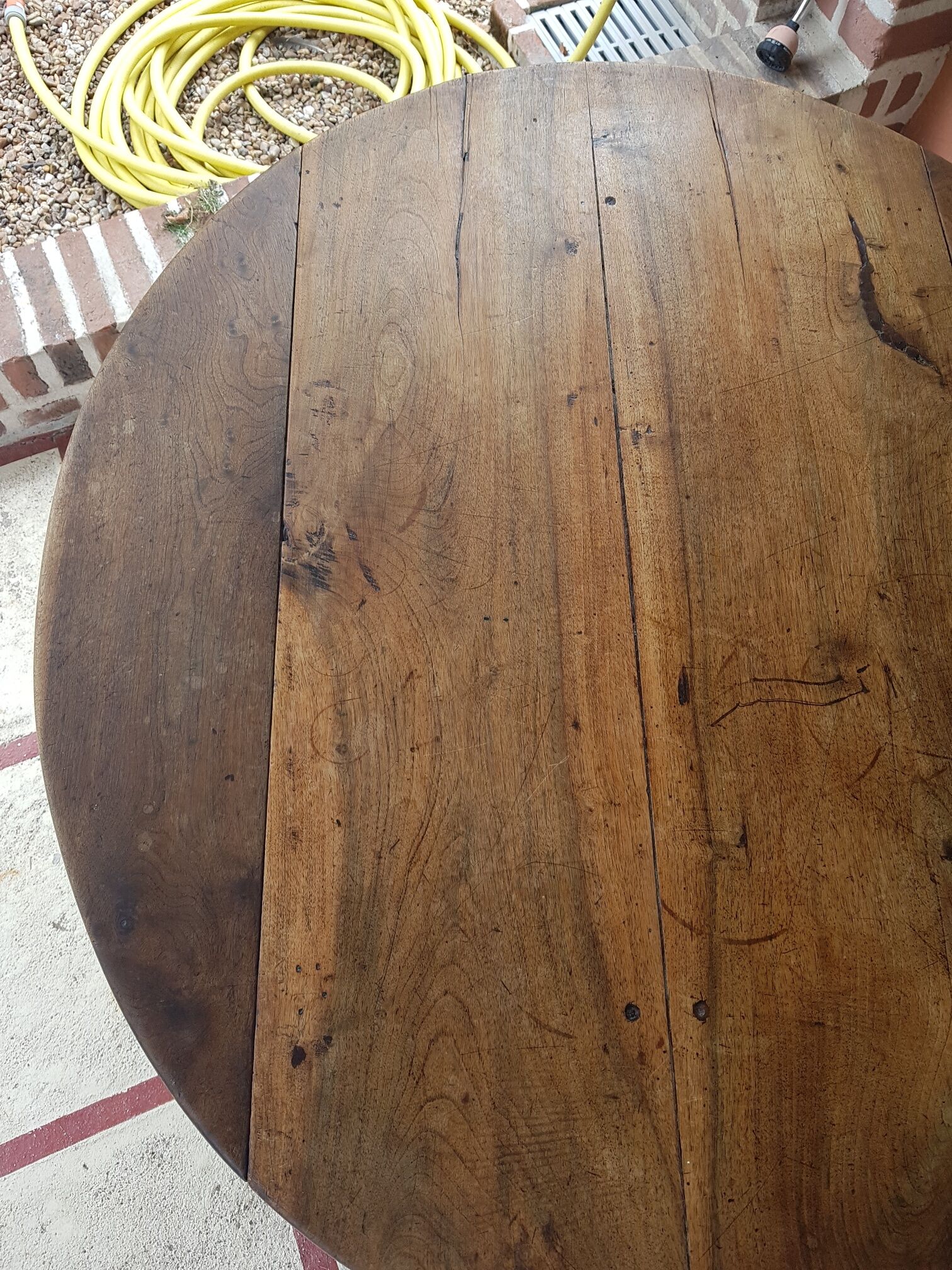Table with flaps shutters extensions wood round oval 1900