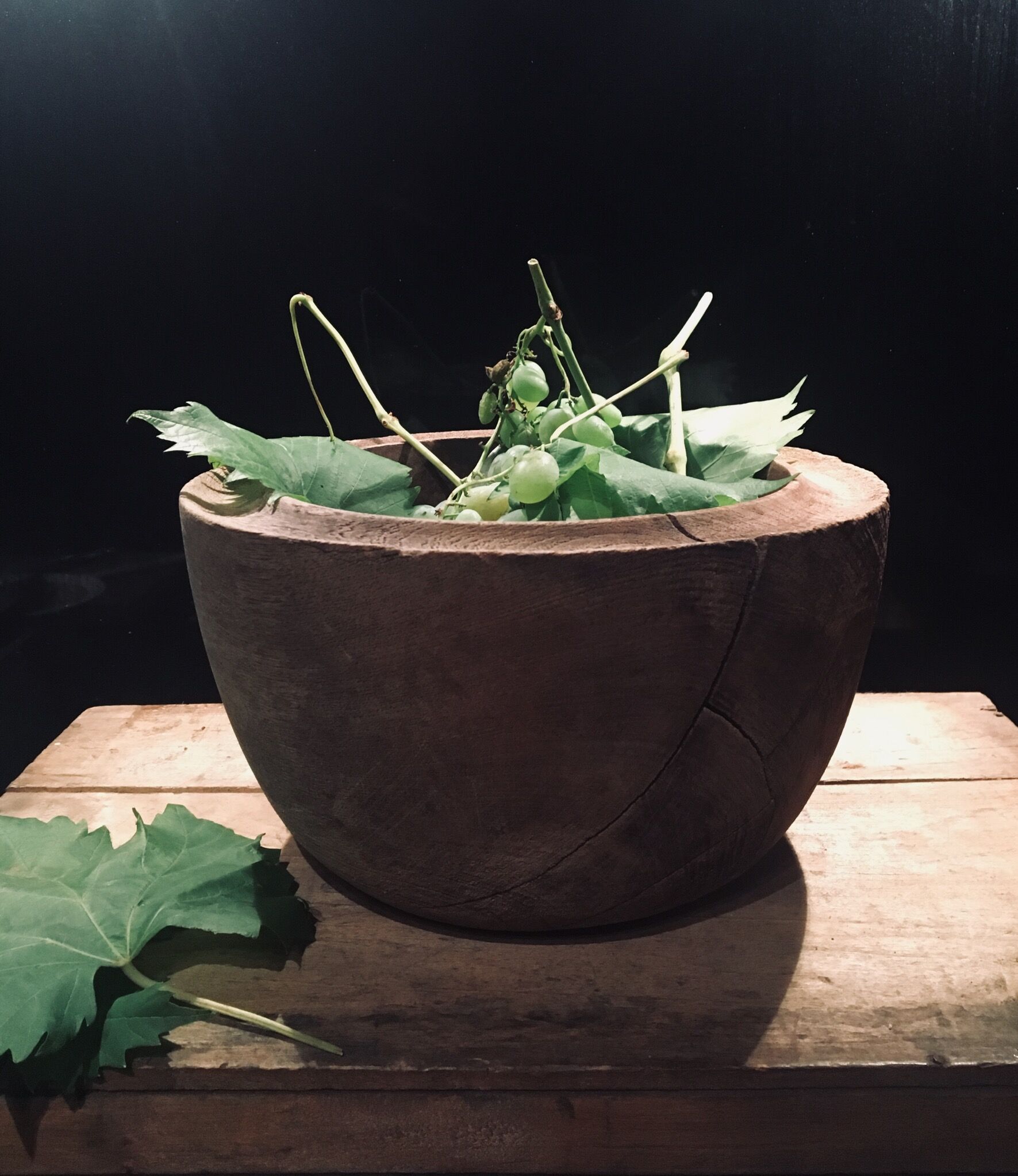 Raw wooden salad bowl