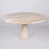 Pedestal dining table in travertine, Stone International, Italy, 1970s