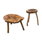 Brutalist coffee table and its stool