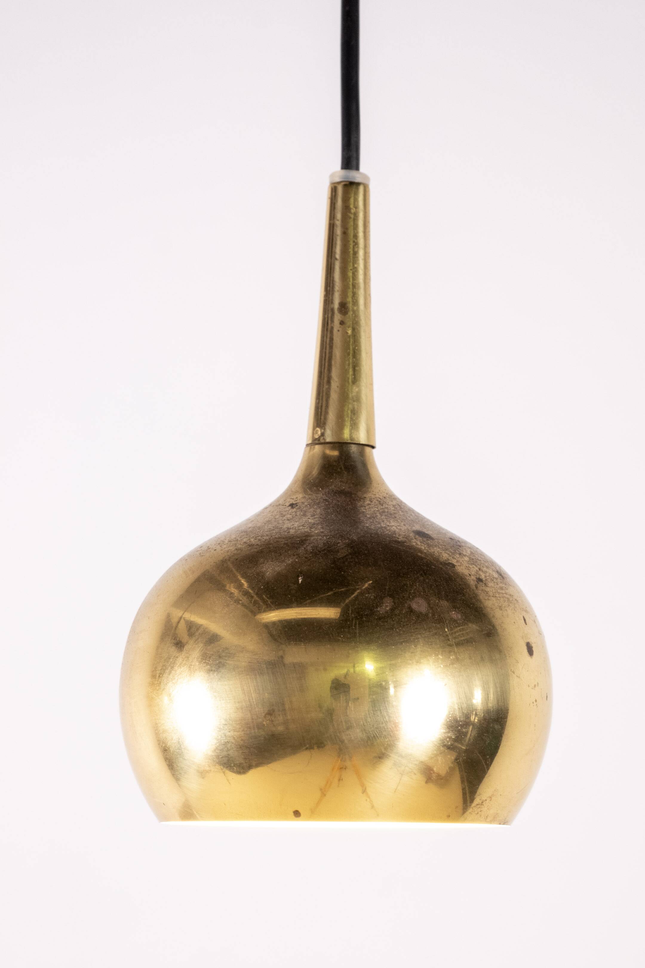 2x Hans Agne Jakobsson Brass Pendant Lamp, 1960s Sweden