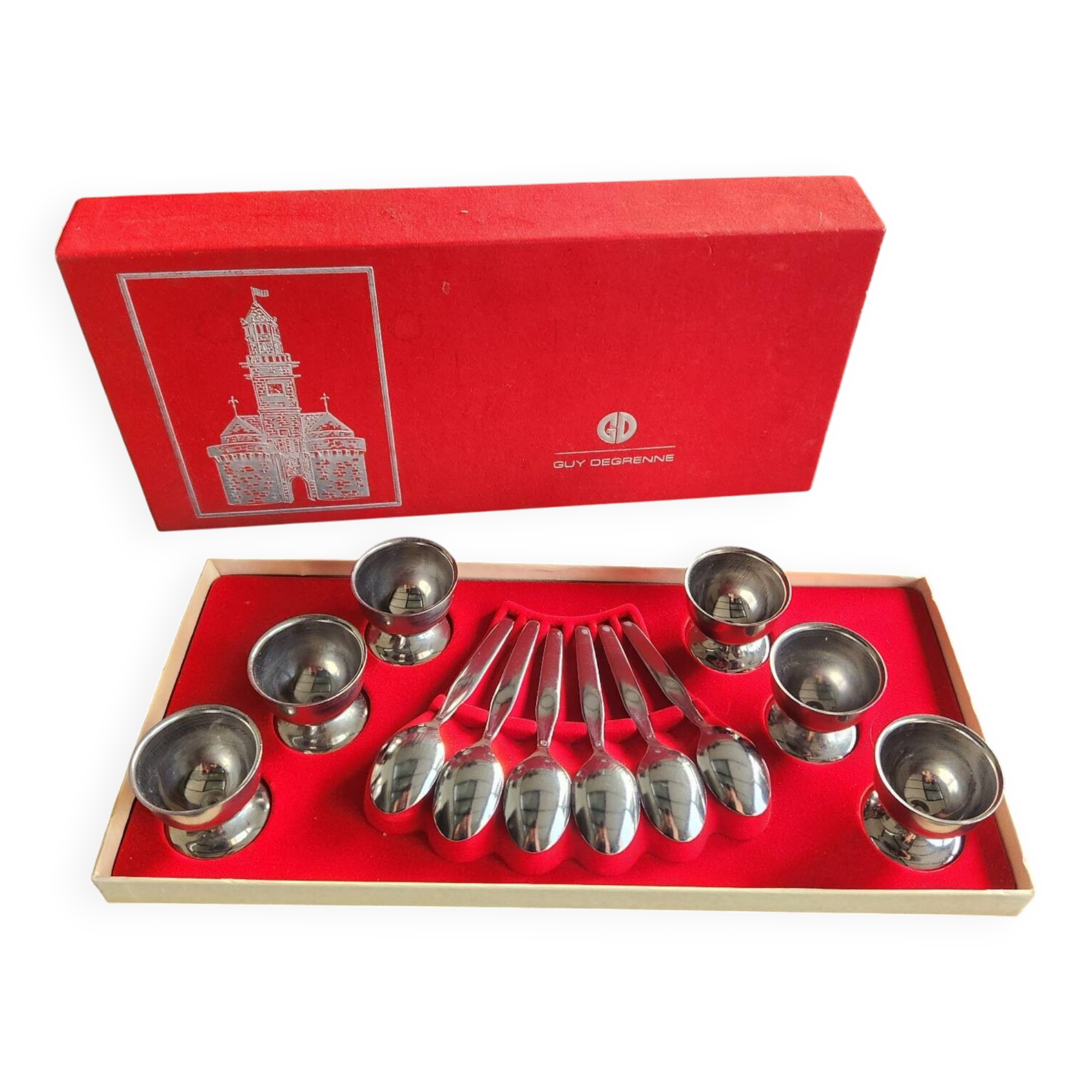 Set de 6 coquetiers et cuillères Guy Degrenne