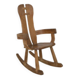 Brutalist Rocking Chair in Solid Oak by De Puydt, 1970s
