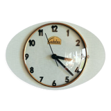 Vintage formica clock oval silent wall clock "Cadelec blue"