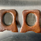 Pair of antique art nouveau copper metal photo frame  hammered copper