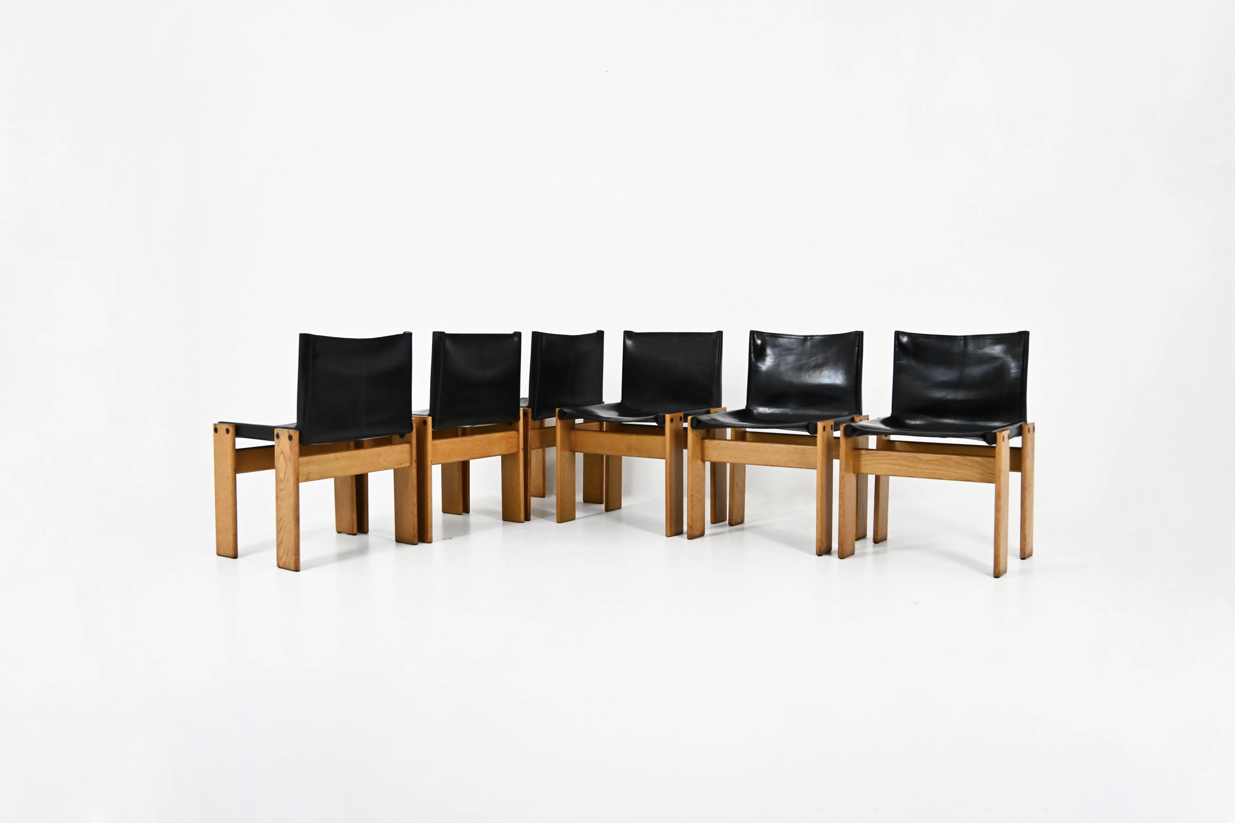 6 Monk dining chairs by Afra & Tobia Scarpa for Molteni, 1970