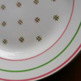 Old dessert plates, Kg Lunéville earthenware, graphic pattern, vintage 60