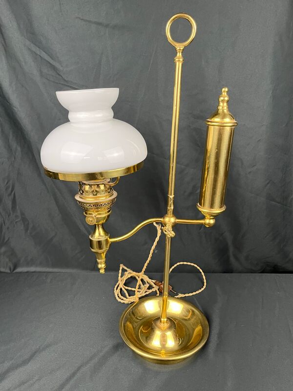Ancienne lampe Quintet globe opaline XXème