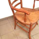 rustic armchair from the early 19th century in blond walnut