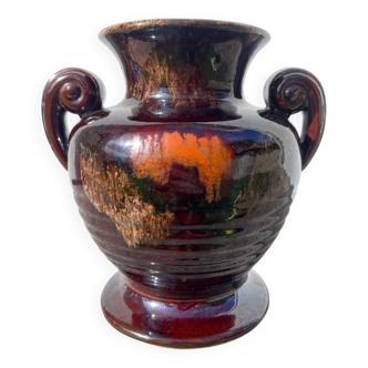 Brown art deco ceramic vase
