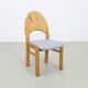 4x Brutalist pine dining chairs, 1970s