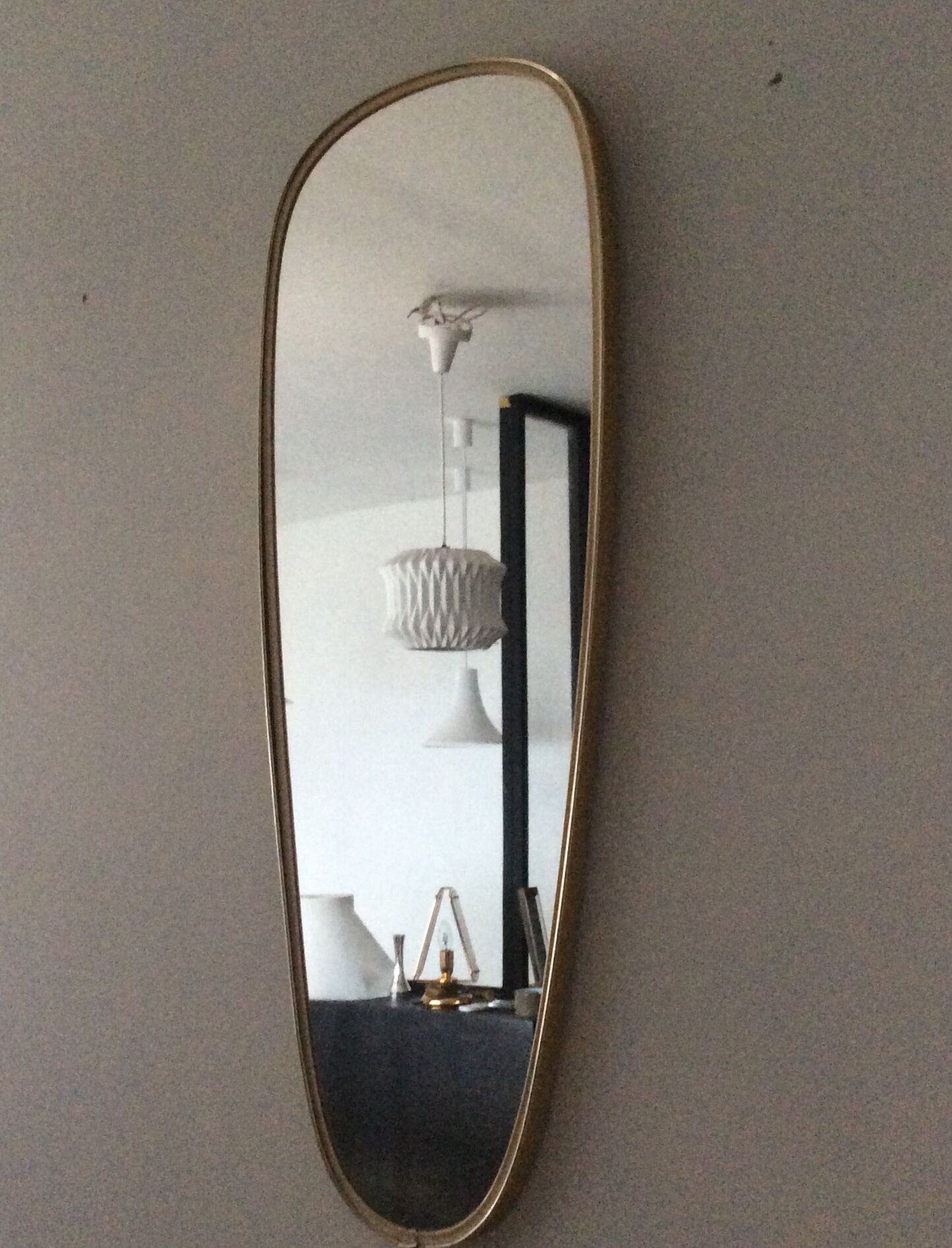 Large asymmetrical mirror 60s free shape 78x30cm