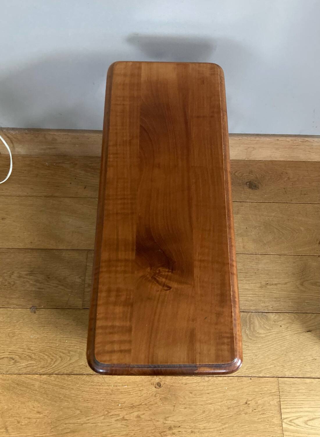 Vintage magazine rack with shelf, Solid cherry wood side table from the 1990s
